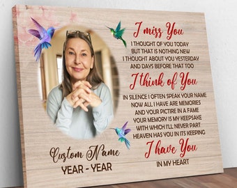 Personalized Memorial Canvas, Loss Of Mom Canvas, I Thought Of You Today Hummingbird Poster, Home Decor Canvas for Loss Mom