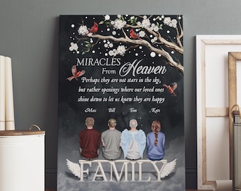 Wonderen uit de hemel gepersonaliseerd verpakt canvas, klaar om op te hangen canvasafdrukken, condoleancecadeau voor verlies van vader, ter nagedachtenis aan papa