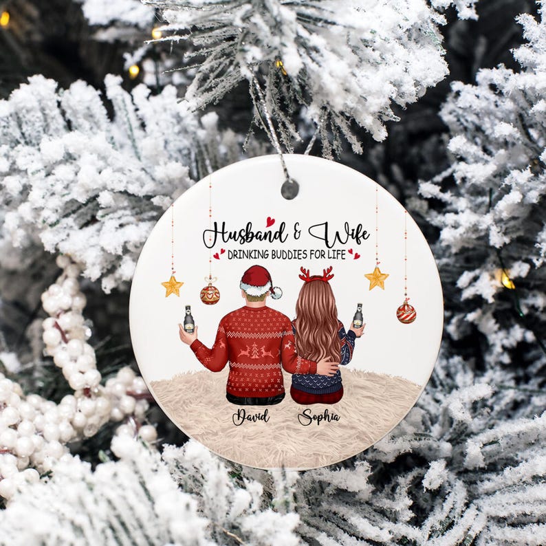 Custom Husband & Wife Christmas 2024 Ornament, Newly Wed Couple Gifts