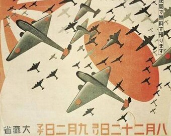 1942 WW2 USA Amerika Japan Flugzeug Flugzeug Flagge Nippon Pazifik Krieg Propaganda Postkarte #1002