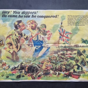 1940 WW2 USA British Japan Union Jack Flag Women Kiss Army Solder Australia Pacific War Propaganda Poster #451