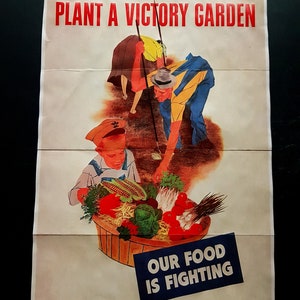 1943 WW2 USA America Food Farm Farmer Children Women Corn Fight War Old Vintage WWii Propaganda Poster #349
