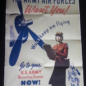 1941 WW2 USA America Women Airforce Pilot Air Defense Recruit Soldier Army Old Vintage Propaganda Poster #45