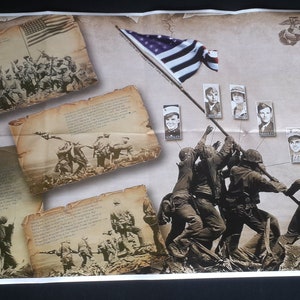 1941 WW2 USA America Army Soldier Japan Iwo Jima Battle Victory Flag Old Vintage Propaganda Poster #90