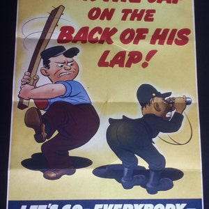 1943 WW2 USA America Beat Japan Japanese Keep &#39;Em Going Tojo Uniform Soldier Army Old Vintage Propaganda Poster #69