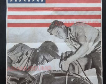 1944 WW2 USA Amerika Vereint für Krieg Flagge Serviceman Reparatur Flugzeug Tankwagen Vaterländischen Siegesarmee Soldaten propagandistisch Kriegsplakat