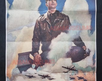 1943年第二次世界大戦アメリカ空軍パイロット士官候補生飛行機翼愛国的勝利陸軍兵士プロパガンダ戦争ポスター