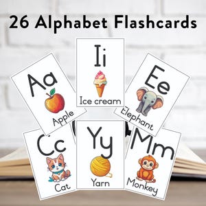 Printable ABC Flash Cards for Kids,  A-Z Alphabet Learning, Montessori Preschool Resource, Educational Cards, Digital Download