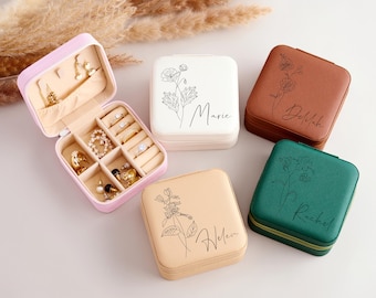 Personalized Square Jewelry Organizer, Travel-Friendly Earring Box for Bridesmaid or Sister Gift, Elegant and Practical for Everyday Use