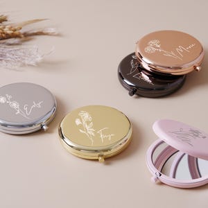 Elegant Engraved Pocket Mirror - Custom Bridesmaid Proposal Gift, Personalized Compact Mirror for Birthdays, Weddings & Galentine&#39;s