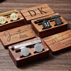 Engraved Metal Cufflinks & Tie Clip Set, Wedding Day Gift for Groomsmen, Christmas Gift for Husband, Birthday Gifts for Men, Gifts for Him