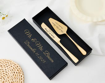 Personalisiertes Kuchenmesser- und Tortenheberset, gravierte Edelstahl-Hochzeitsutensilien
