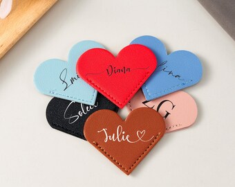 Personalized Heart Bookmark with Custom Name, PU Leather Bridesmaid Gift, Gift for Book Lovers, Bookmark for Book Lovers and Readers