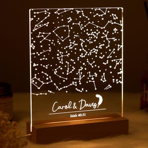 Carte des étoiles personnalisée sur la lumière, lampe ciel nocturne personnalisée, cadeau pour couple gravé, cadeau d'anniversaire unique pour lui et elle, lampe graphique de la constellation