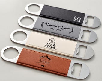 Engraved Leather Beer Bottle Opener, Personalized Bar Tool, Groomsmen Gift, Best Man Gift, Groom Gift, Dad Gift, Bachelor Party Favor