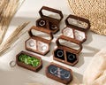 Custom Wooden Wedding Ring Box, Personalized Double Slot Ring Holder, Engraved Ring Bearer Box, Engagement and Ceremony Ring Case