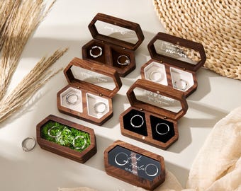 Scatola per fedi nuziali in legno personalizzata, portafedi personalizzato con doppia fessura, scatola per fedi incisa, custodia per fedi di fidanzamento e cerimonia