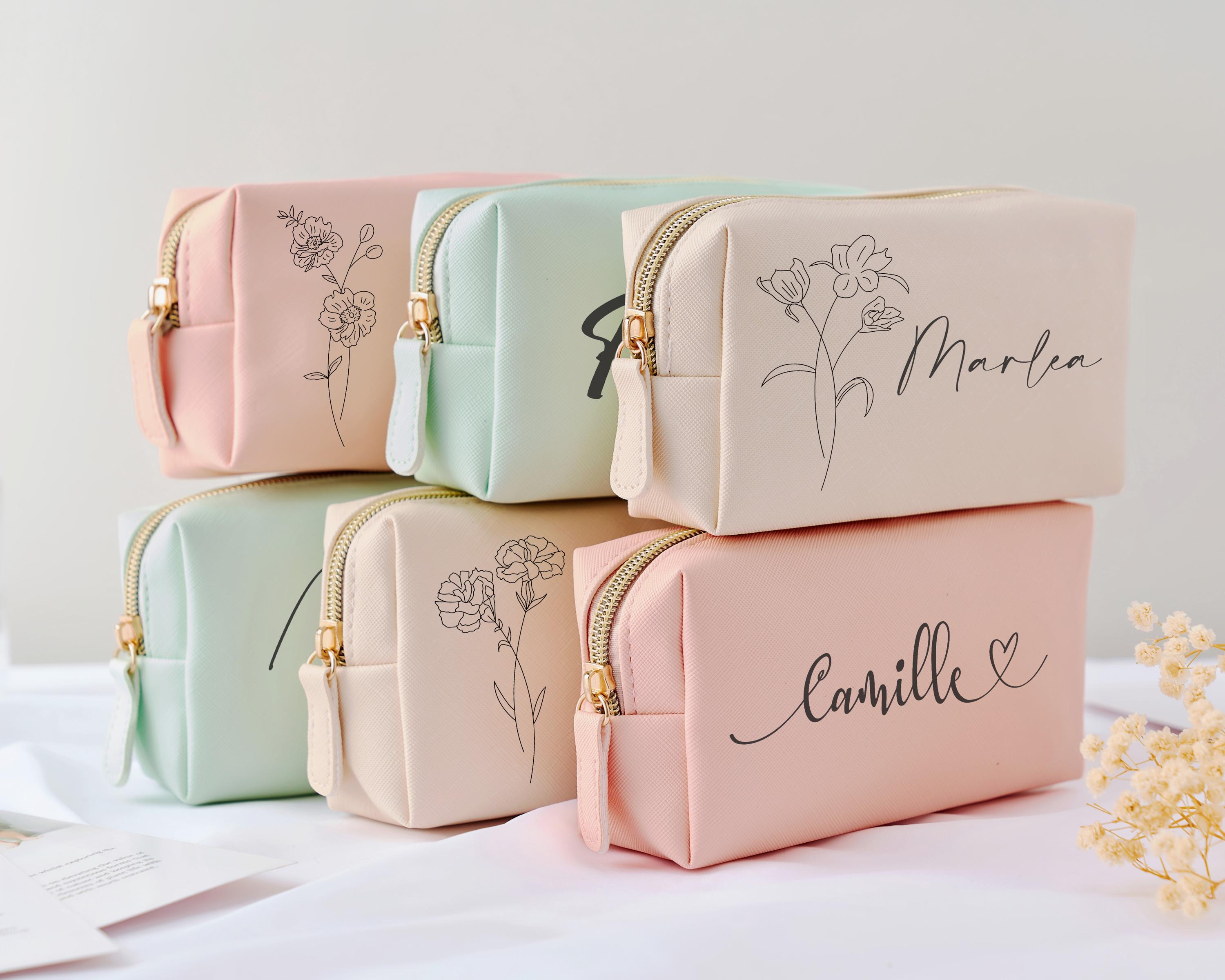 FURNARO Kosmetiktaschen 3er-Set - Baumwolltaschen Mit Wildblumen & Sprüchen