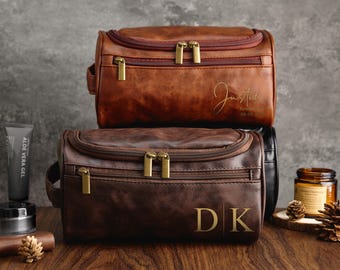 Borsa da toilette in pelle personalizzata, kit da toilette personalizzato, regalo per lo sposo