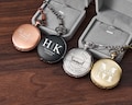 Custom Engraved Pocket Watch for Groomsmen - Double-Sided Best Man Gift, Personalized Wedding Party Clock (Black/Silver/Gold/Rose Gold)