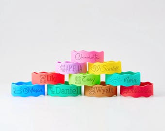 Personalized Silicone Bottle Bands, Custom Name Labels