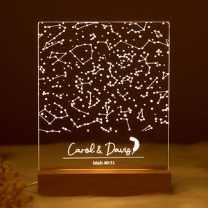 Lampe de carte en étoile personnalisée, diagramme de constellation personnalisé sur la lumière, lumière du ciel nocturne gravée, cadeau d'anniversaire pour les couples, lampe de nuit personnalisée