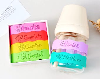 Anneaux de bouteilles en silicone avec nom personnalisé, étiquettes de boissons personnalisées pour enfants
