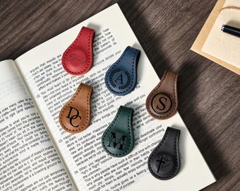 Marcapáginas magnético de cuero personalizado, regalo grabado a medida