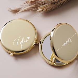 Personalized Compact Mirror, Bridesmaid Gifts, Engraved Pocket Mirror for Her, Custom Wedding Favors, Bridesmaid Thank You Gifts