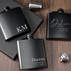 Custom Black Stainless Steel Hip Flask - Unique Gift for Dad, Groomsmen, and Birthdays - Perfect for Celebrating Special Moments