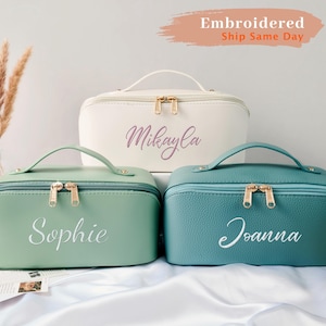 Bestickte Make-up-Tasche mit Namen, Hochzeit Brautjungfern Geschenk, personalisierte Kosmetik Reise-Aufbewahrungs-Organisator, kundenspezifische Reise-Make-uptasche für Sie