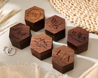 Handcrafted Walnut Ring Box – Custom Ring Holder for Engagement, Proposal & Wedding, Personalized Gift for Couple