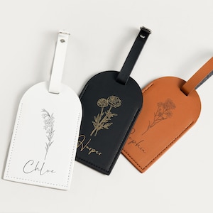 Personalized Passport Cover with Birth Month Flower,Custom Luggage Tag,Birth Month Flower Gift,Passport Holder with Name,Bachelor Party Gift