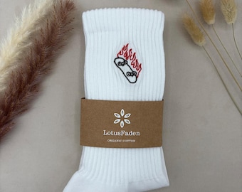 Socks embroidered with a skateboard | Tennis socks | Organic cotton | Sizes 37-43 | Made in EU | White