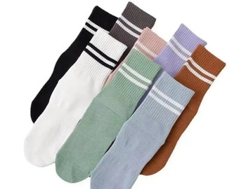 Chaussettes de yoga | Ensemble de 2 | Chaussettes Pilates et yoga de différentes couleurs en coton, chaussettes antidérapantes pour yoga et pilates, 2 paires de chaussettes