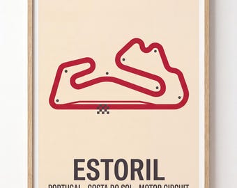 Estoril Rennstrecken Poster, Motorsport Wandkunst, Racing Circuit Print, Grand Prix Kunstdruck, Rennstrecke Geschenk, Männerzimmer Deko