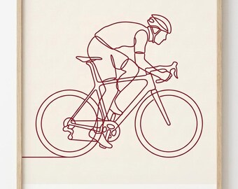Radsport Poster The Sprint, Rennrad Line Art Kunstdruck, Cycling Wall Art, minimalistisches Fahrrad Poster, Geschenk für Radfahrer