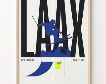 Ski Cross Poster Laax, Freestyle Ski Wandkunst, Wintersport Print, ski cross poster, freestyle skiing wall art, alpine ski gift