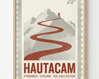 Hautacam Poster DIGITAL DOWNLOAD, Radsport Kunstdruck Pyrenäen, Rennrad Wall Art, Cycling Poster, Sofort Download