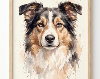 Border Collie Poster DIGITAL DOWNLOAD, Hunde Kunstdruck, dog breed printable, Border Collie art print, Sofort Download