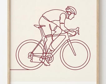 Radsport Poster DIGITAL DOWNLOAD, Rennrad Line Art Kunstdruck, Cycling Wall Art, Fahrrad Poster zum Ausdrucken, Sofort Download