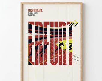 Leichtathletik Poster Erfurt, Sportposter Geschenk, Athletics Wall Art, Track and Field Print, Tartanbahn Kunstdruck