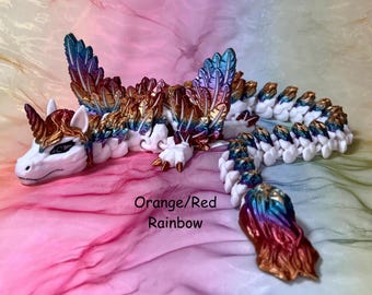 Alicorn Dragon, Winged Dragon, Unicorn, Rainbow