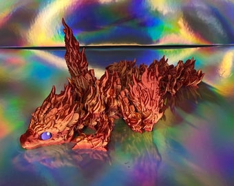 Winged Phoenix Dragon, Articulated, Flexi, Fire, Flames