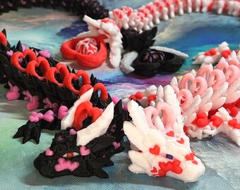 Heart Dragons: Drago Ali di Cenere Chiaro e Scuro - 16 pollici