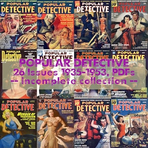 Popular Detective Magazine, Vintage Pulp Crime Magazine, Digital Collection of 26 PDF Issues