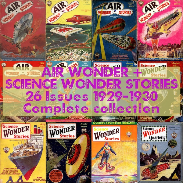 Air Wonder und Science Wonder Stories, Vintage Pulp Fiction Magazine, 1929-1930