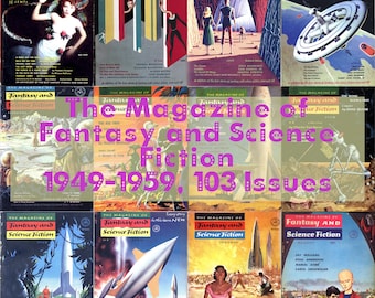 Fantasy and Science Fiction Magazine, Vintage 1949-1959 Sammlung von 103 Ausgaben im PDF Digital Format