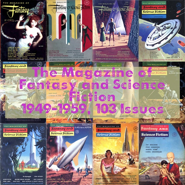 Fantasy and Science Fiction Magazine, Vintage 1949-1959 Collection of 103 Issues in PDF Digital Format