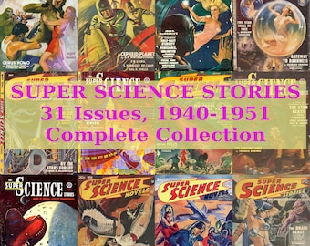 Super Science Stories Vintage Magazine, Science Fiction Anthology Magazine 1940-1951